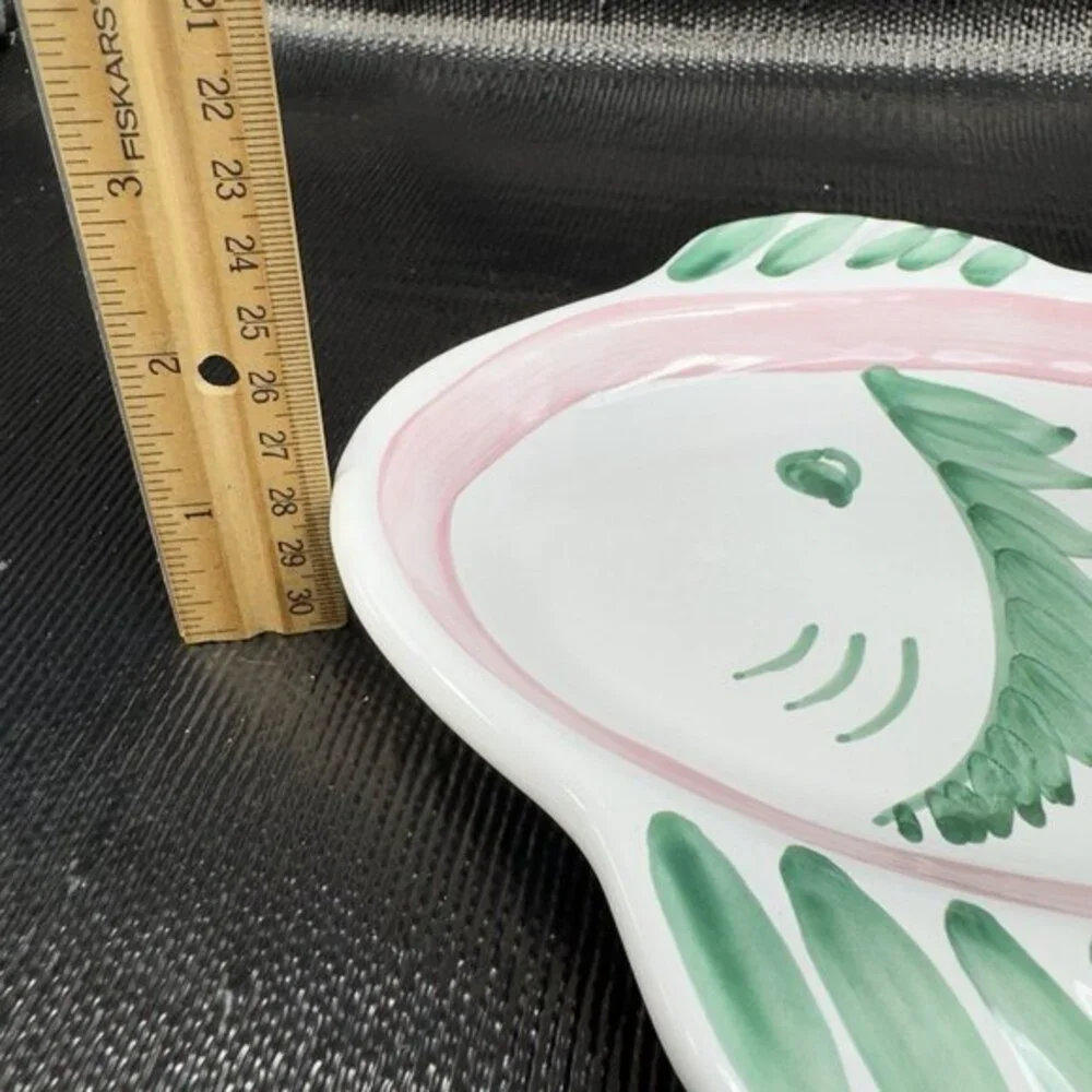 Vintage Italian Caleca Pottery Fish Shaped Dish Plate Container Hand Painted VTG